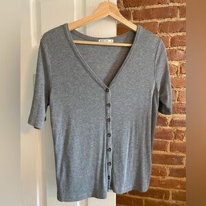Marine Layer Lexi Rib Button Top Short Sleeve Cardigan